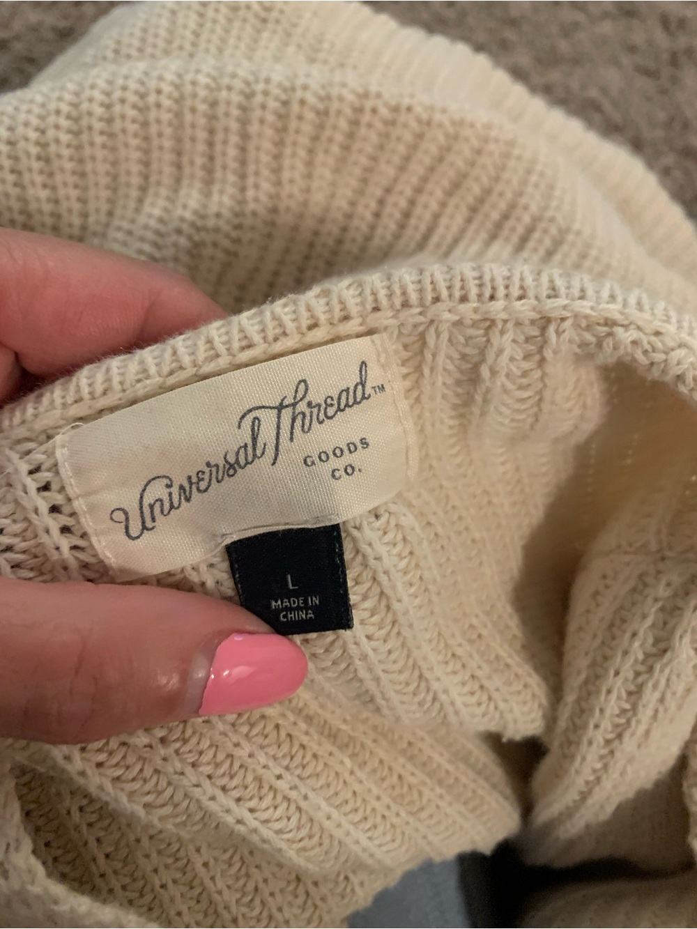 Universal Thread Cream Open-Front Ribbed Cardigan Sweater Large - Picture 6 of 6